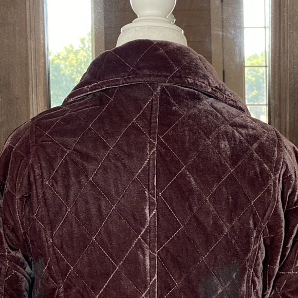7 For All Mankind Mahogany Brown Cropped Quilted Velvet Bomber Jacket Sz XS NWOT - Picture 11 of 15
